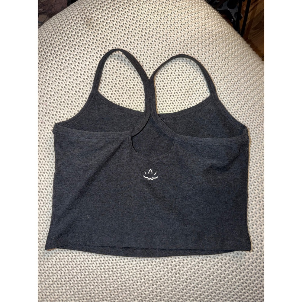 Beyond Yoga Spacedye Slim Racerback Cropped Tank Charcoal Grey Small